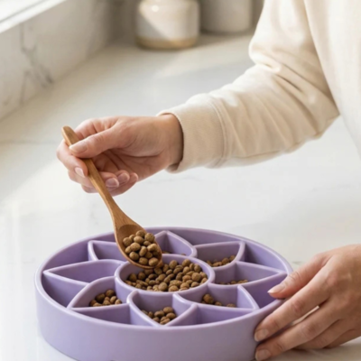 Sunflower Softie eTray Slow Feeder Dog Bowl & Soft Shallow Lick Mat (Made in the USA)
