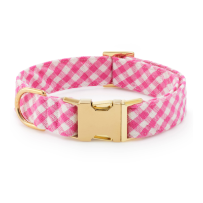 Hot Pink Gingham Dog Collar (Made in the USA)