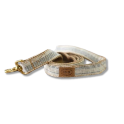Cream & Navy Seed Sack Dog Lead (Made in the USA)